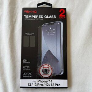 NWT Primo Apple iPhone 14 Tempered Glass Screen Protector, Ultra Thin, Pack of 2